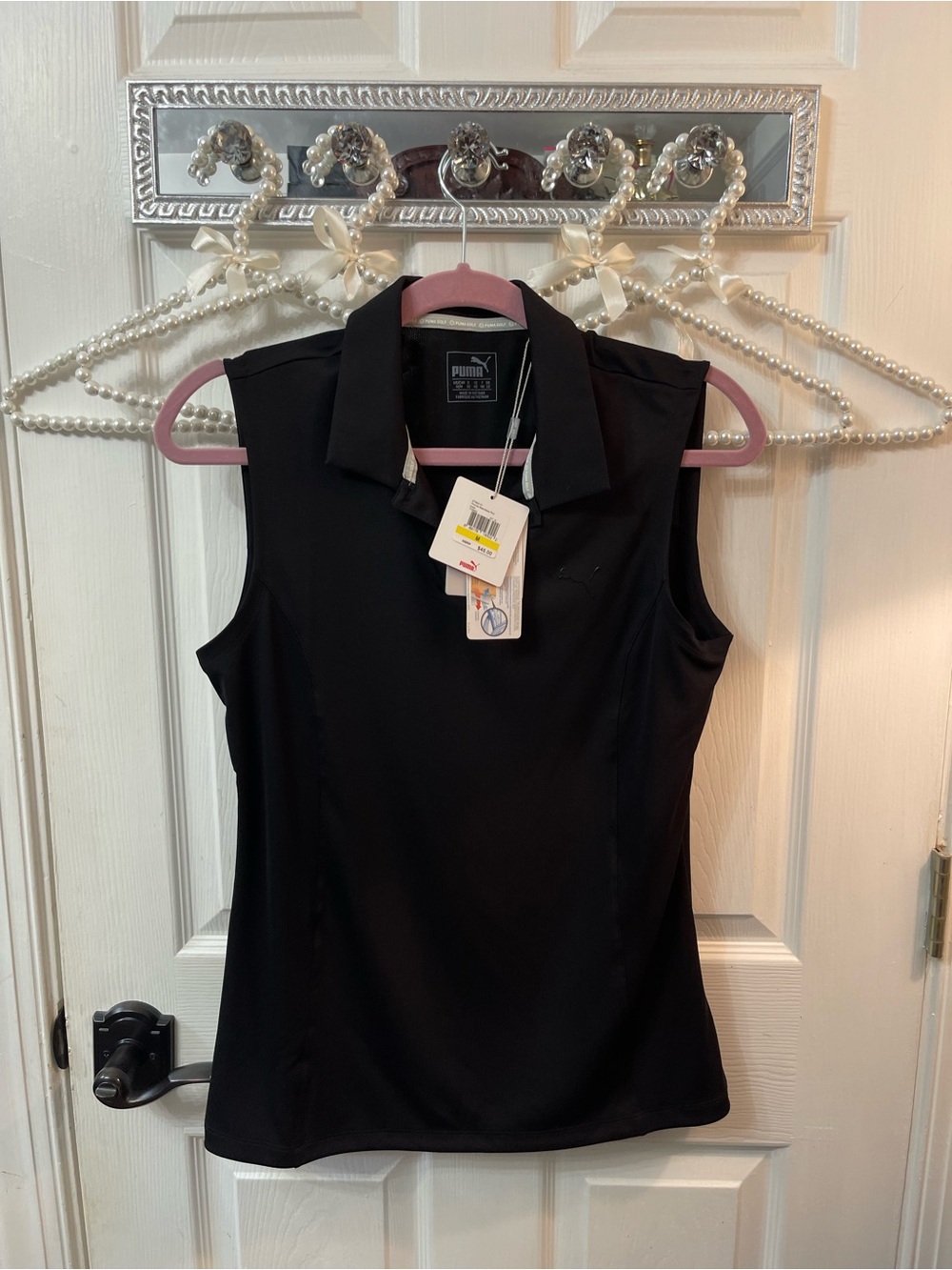 PUMA Women’s Black Sleeveless Golf Polo Top